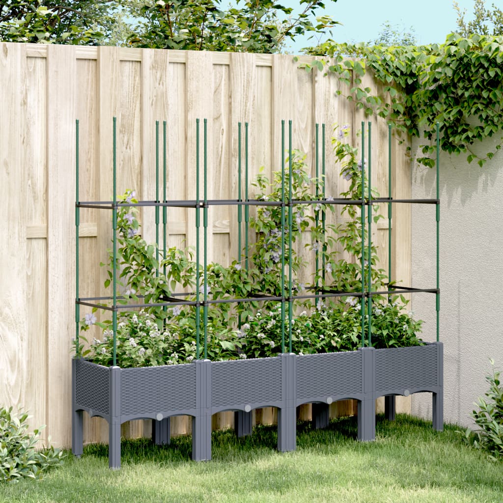 Plantenbak met latwerk 160x40x142,5 cm polypropeen blauwgrijs is nu te koop bij PeponiXL, paradijselijk wonen!