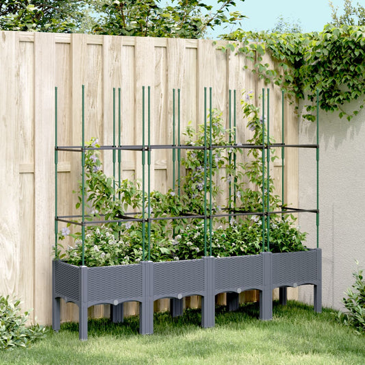 Plantenbak met latwerk 160x40x142,5 cm polypropeen blauwgrijs is nu te koop bij PeponiXL, paradijselijk wonen!