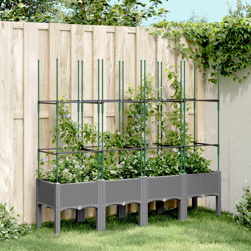 Plantenbak met latwerk 160x40x142,5 cm polypropeen lichtgrijs is nu te koop bij PeponiXL, paradijselijk wonen!
