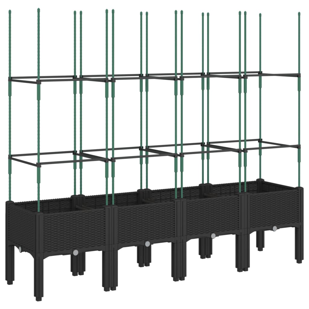 Plantenbak met latwerk 160x40x142,5 cm polypropeen zwart is nu te koop bij PeponiXL, paradijselijk wonen!