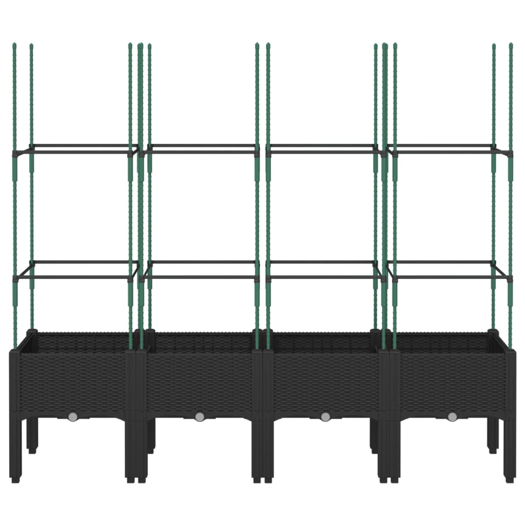Plantenbak met latwerk 160x40x142,5 cm polypropeen zwart is nu te koop bij PeponiXL, paradijselijk wonen!