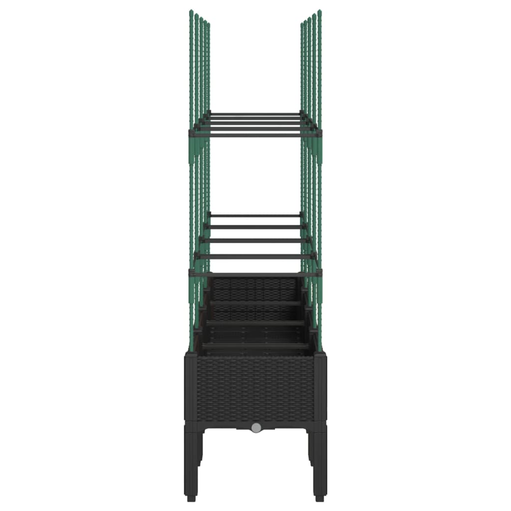 Plantenbak met latwerk 160x40x142,5 cm polypropeen zwart is nu te koop bij PeponiXL, paradijselijk wonen!