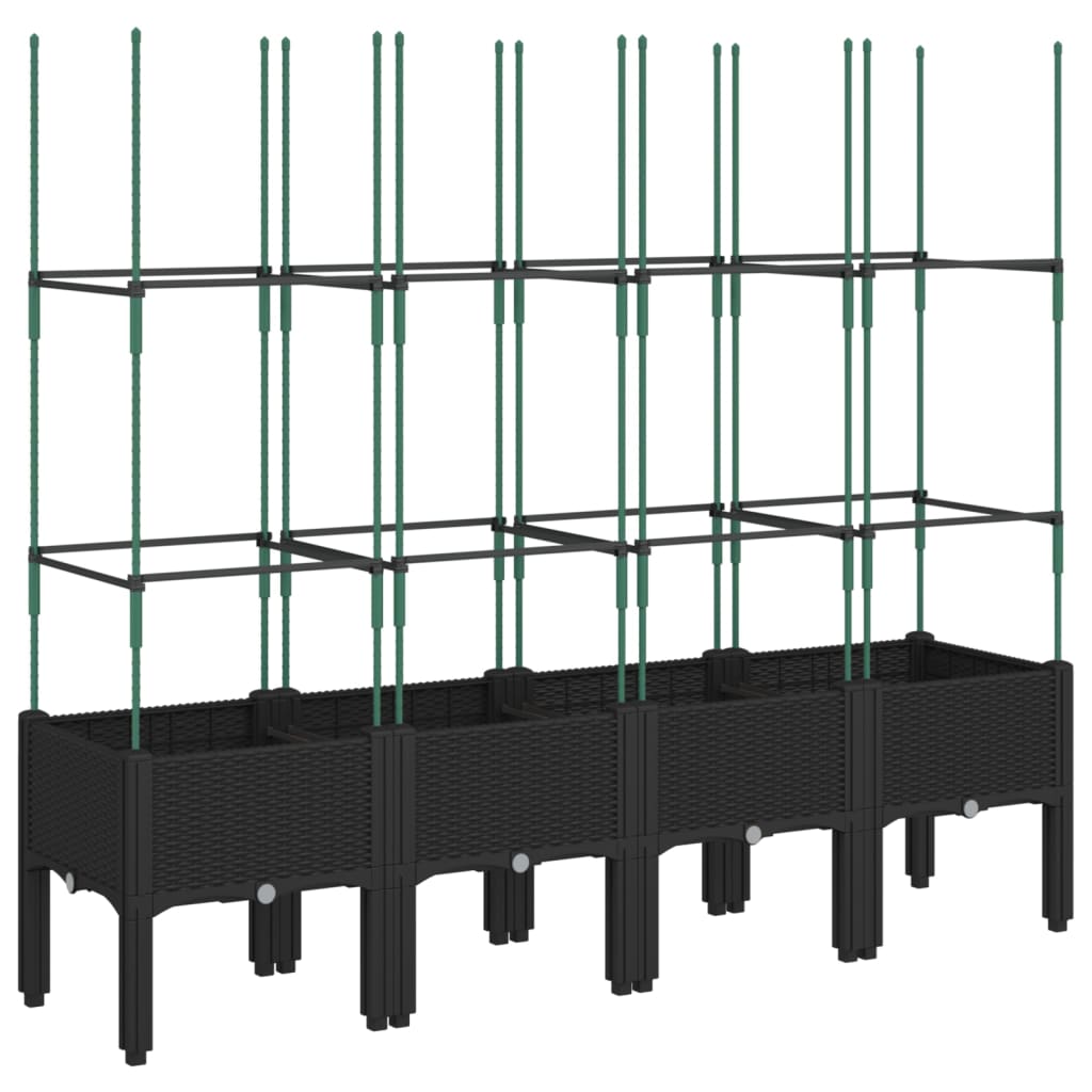 Plantenbak met latwerk 160x40x142,5 cm polypropeen zwart is nu te koop bij PeponiXL, paradijselijk wonen!