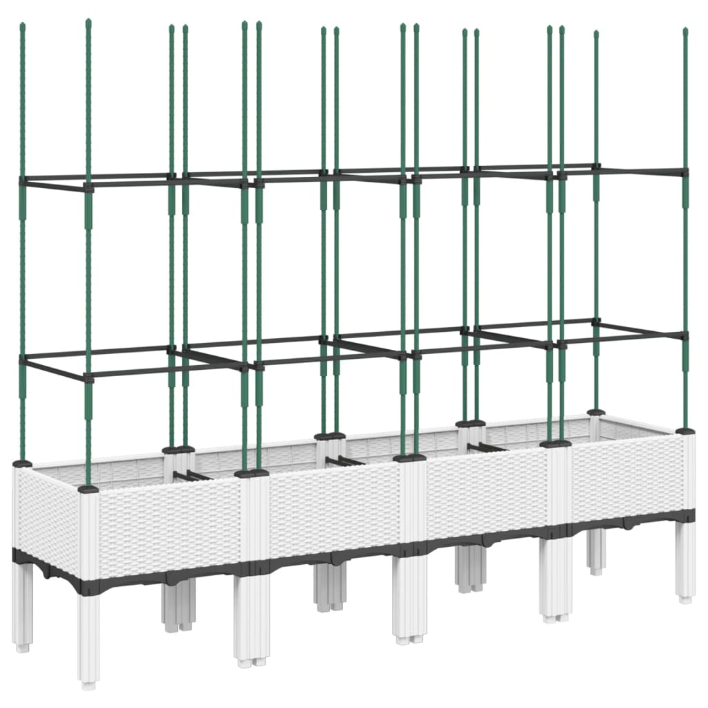 Plantenbak met latwerk 160x40x142,5 cm polypropeen wit is nu te koop bij PeponiXL, paradijselijk wonen!