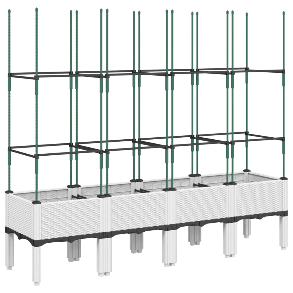 Plantenbak met latwerk 160x40x142,5 cm polypropeen wit is nu te koop bij PeponiXL, paradijselijk wonen!