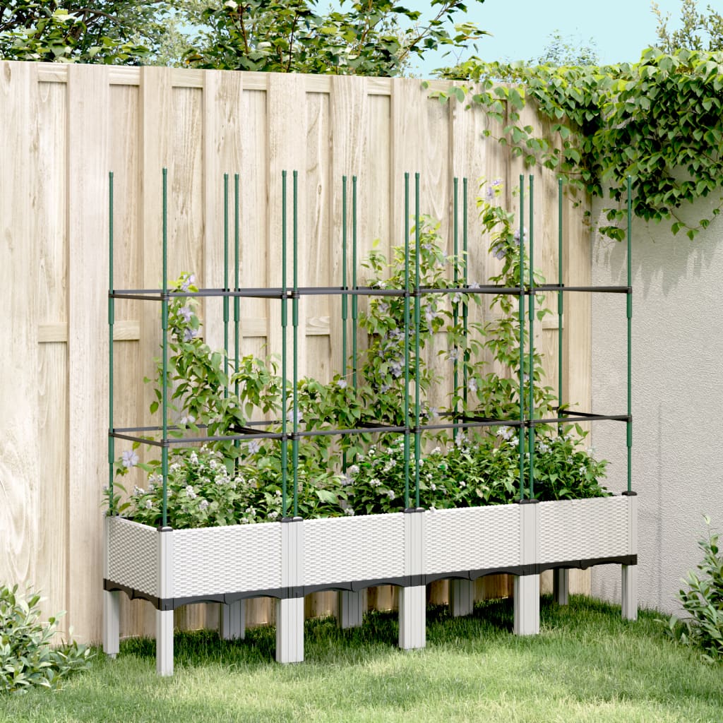 Plantenbak met latwerk 160x40x142,5 cm polypropeen wit is nu te koop bij PeponiXL, paradijselijk wonen!