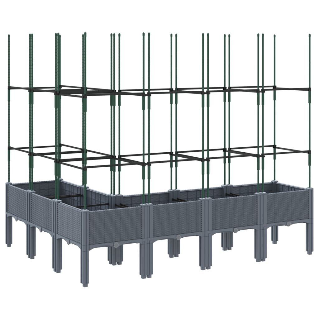 Plantenbak met latwerk 160x120x142,5 cm polypropeen blauwgrijs is nu te koop bij PeponiXL, paradijselijk wonen!