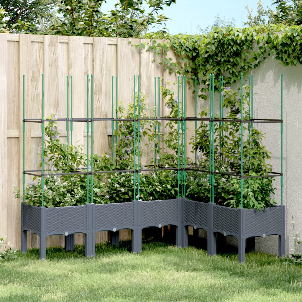 Plantenbak met latwerk 160x120x142,5 cm polypropeen blauwgrijs is nu te koop bij PeponiXL, paradijselijk wonen!