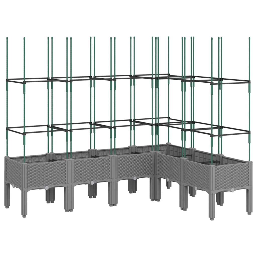 Plantenbak met latwerk 160x120x142,5 cm polypropeen lichtgrijs is nu te koop bij PeponiXL, paradijselijk wonen!