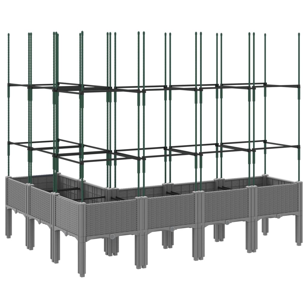 Plantenbak met latwerk 160x120x142,5 cm polypropeen lichtgrijs is nu te koop bij PeponiXL, paradijselijk wonen!