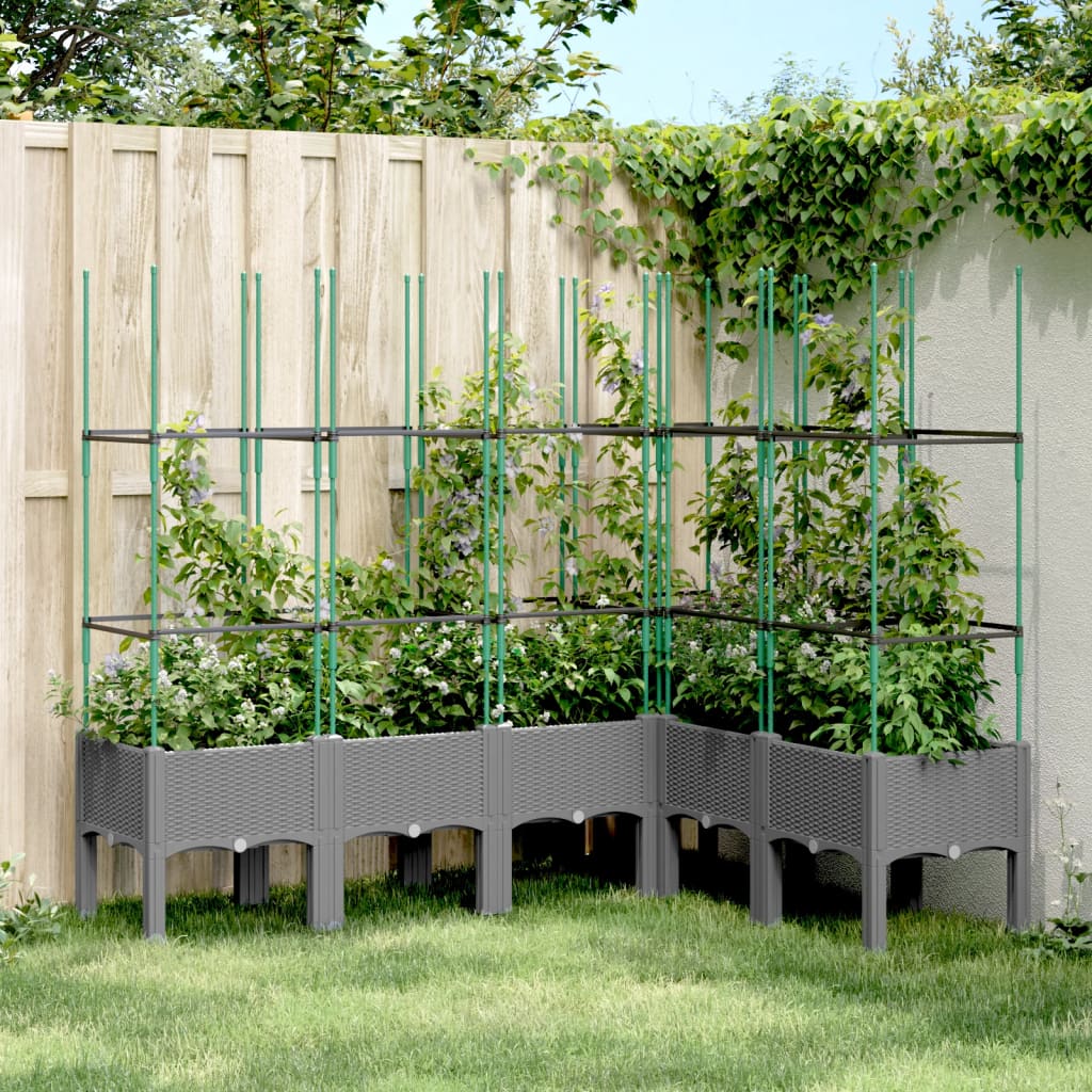 Plantenbak met latwerk 160x120x142,5 cm polypropeen lichtgrijs is nu te koop bij PeponiXL, paradijselijk wonen!