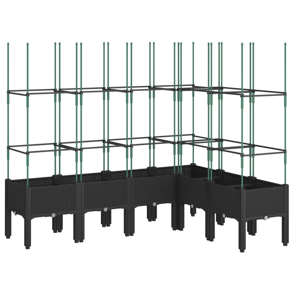 Plantenbak met latwerk 160x120x142,5 cm polypropeen zwart is nu te koop bij PeponiXL, paradijselijk wonen!