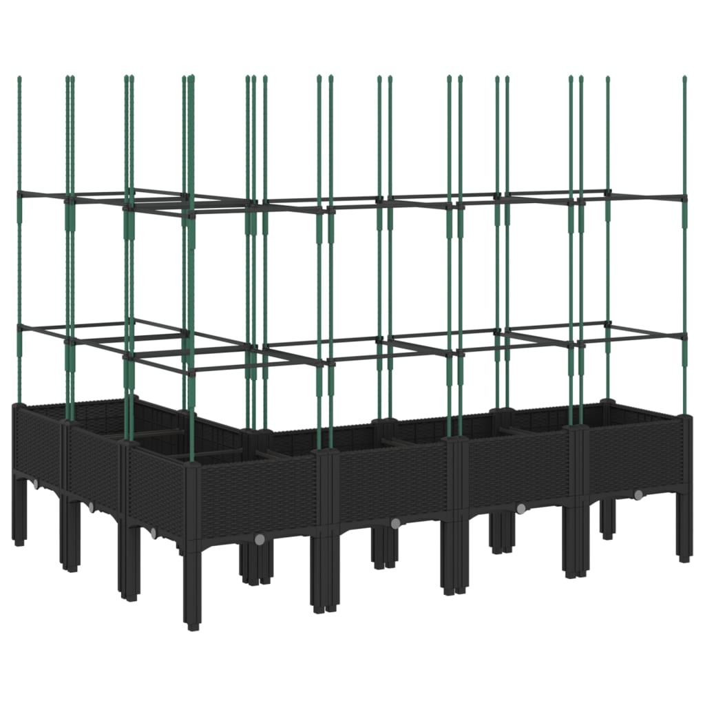 Plantenbak met latwerk 160x120x142,5 cm polypropeen zwart is nu te koop bij PeponiXL, paradijselijk wonen!