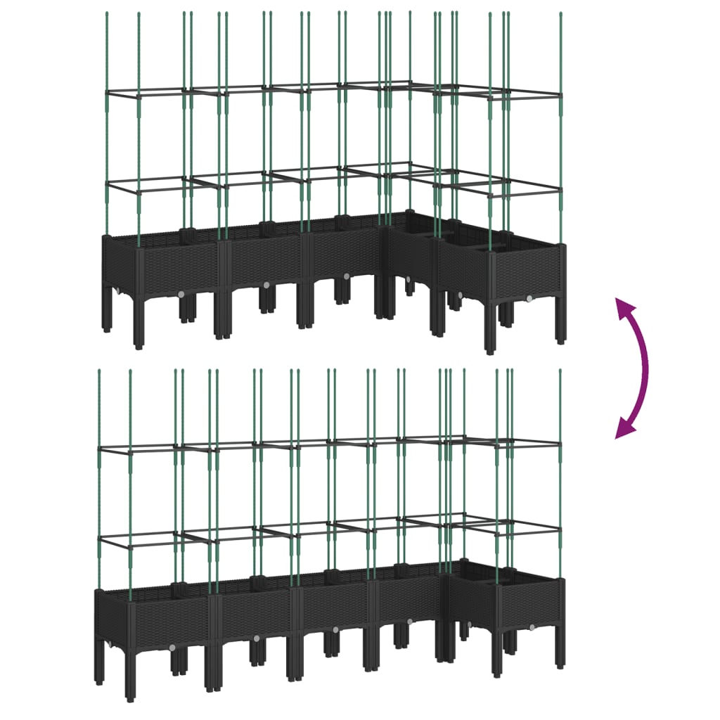 Plantenbak met latwerk 160x120x142,5 cm polypropeen zwart is nu te koop bij PeponiXL, paradijselijk wonen!