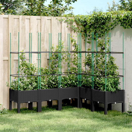 Plantenbak met latwerk 160x120x142,5 cm polypropeen zwart is nu te koop bij PeponiXL, paradijselijk wonen!