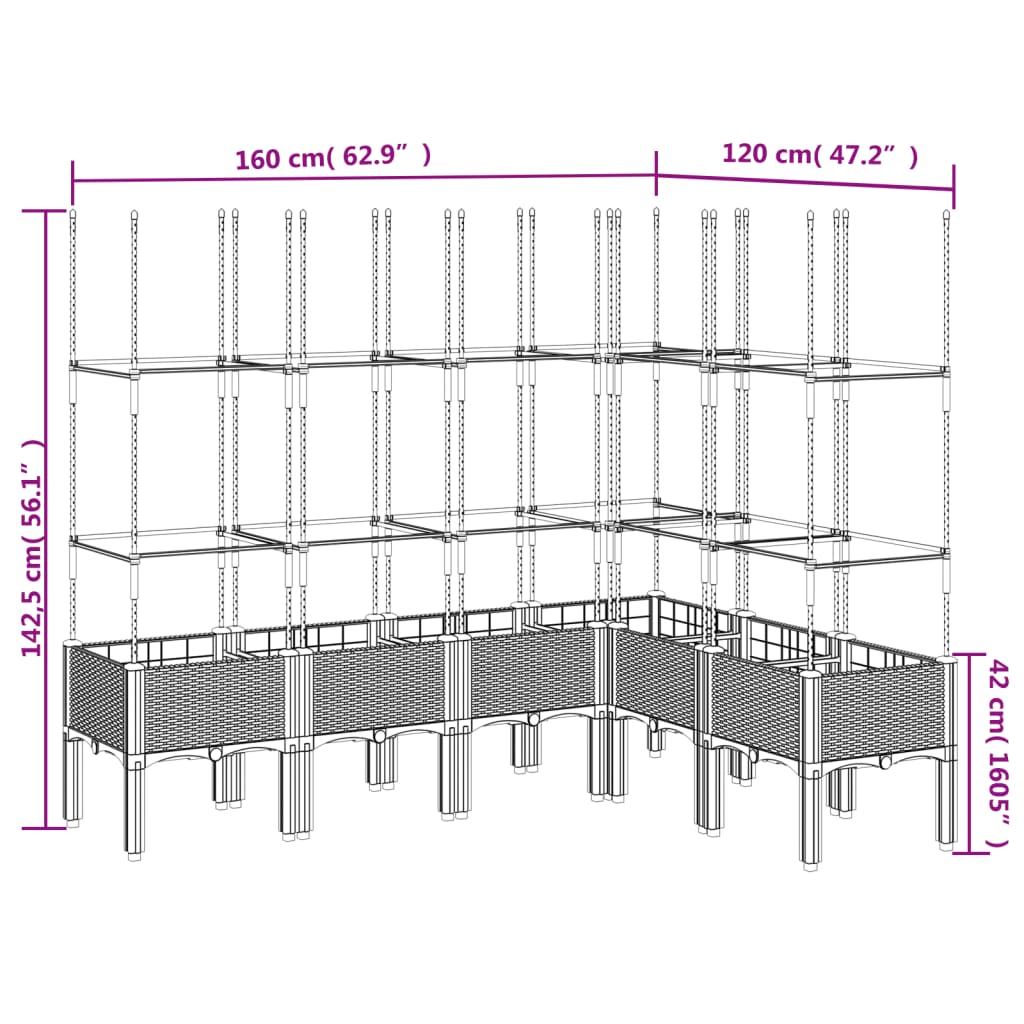 Plantenbak met latwerk 160x120x142,5 cm polypropeen wit is nu te koop bij PeponiXL, paradijselijk wonen!