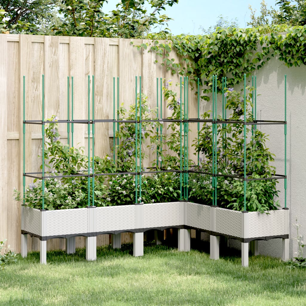 Plantenbak met latwerk 160x120x142,5 cm polypropeen wit is nu te koop bij PeponiXL, paradijselijk wonen!