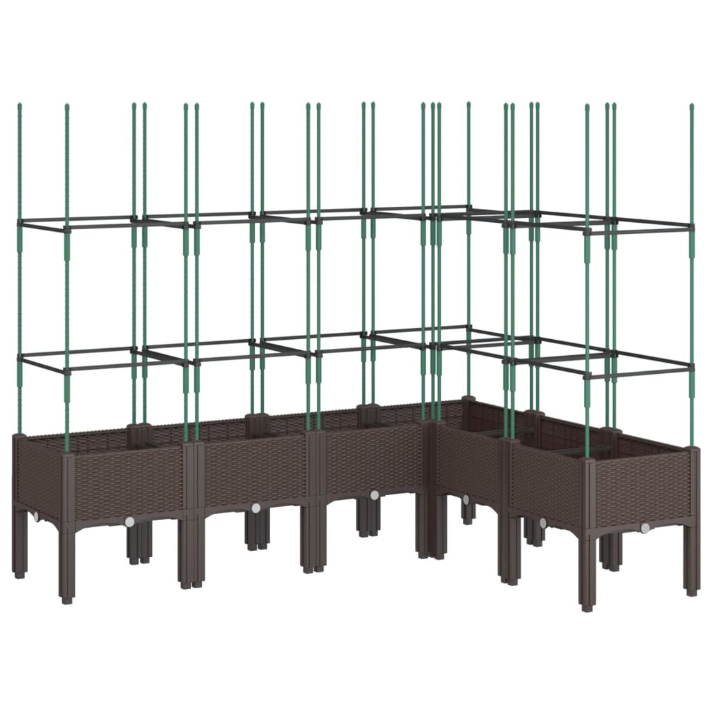 Plantenbak met latwerk 160x120x142,5 cm polypropeen bruin is nu te koop bij PeponiXL, paradijselijk wonen!