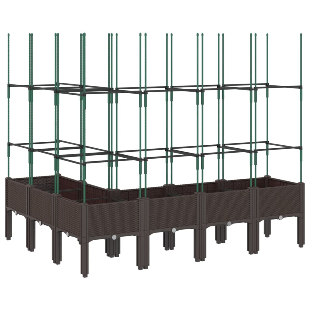 Plantenbak met latwerk 160x120x142,5 cm polypropeen bruin is nu te koop bij PeponiXL, paradijselijk wonen!