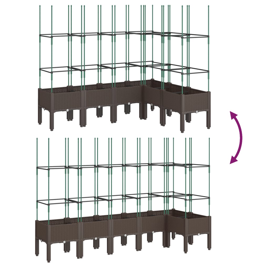 Plantenbak met latwerk 160x120x142,5 cm polypropeen bruin is nu te koop bij PeponiXL, paradijselijk wonen!