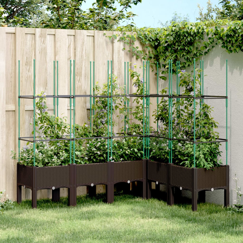 Plantenbak met latwerk 160x120x142,5 cm polypropeen bruin is nu te koop bij PeponiXL, paradijselijk wonen!