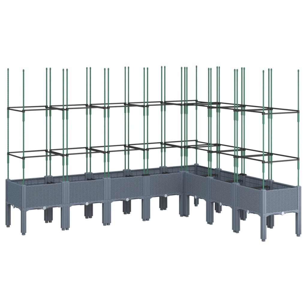 Plantenbak met latwerk 200x160x142,5 cm polypropeen blauwgrijs is nu te koop bij PeponiXL, paradijselijk wonen!
