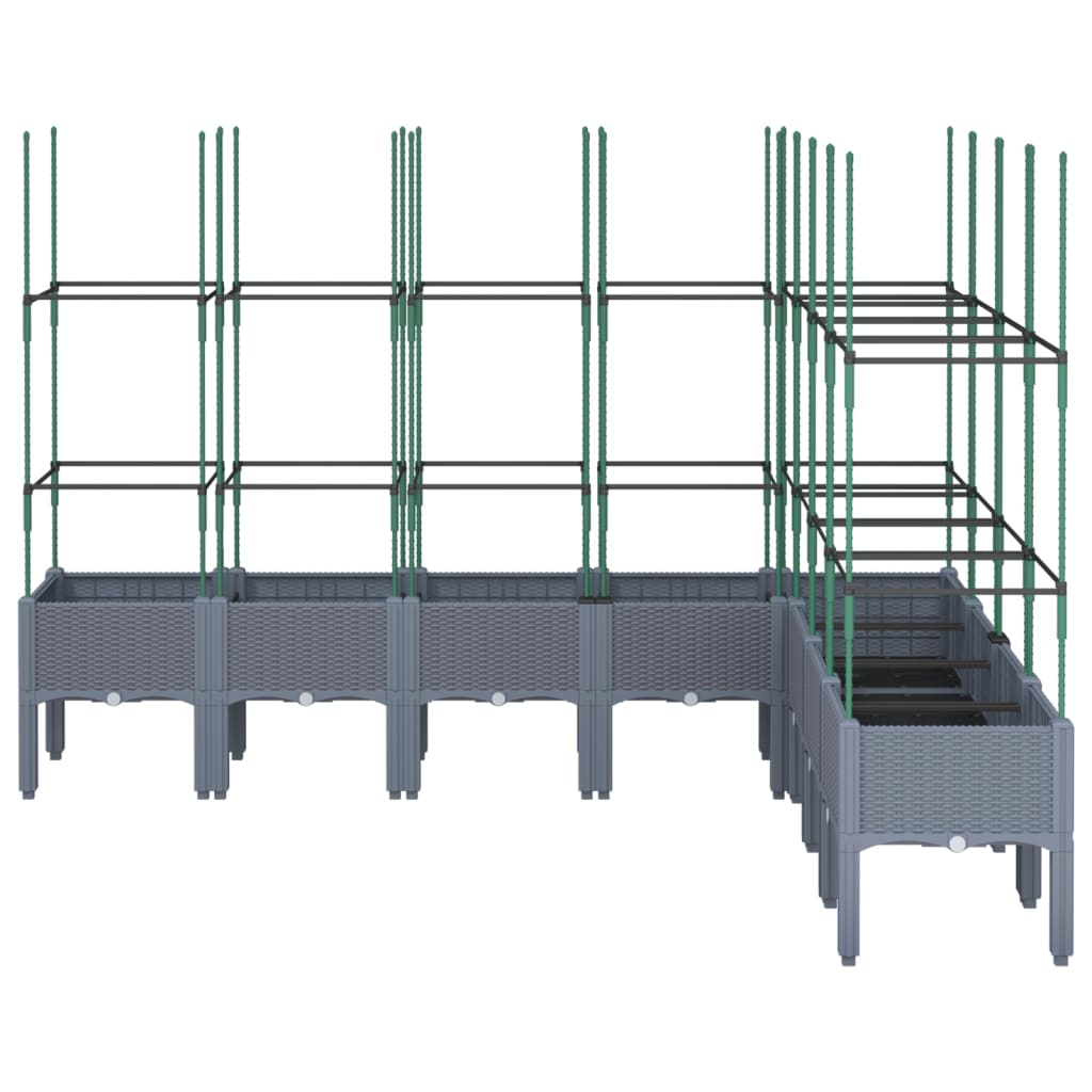Plantenbak met latwerk 200x160x142,5 cm polypropeen blauwgrijs is nu te koop bij PeponiXL, paradijselijk wonen!