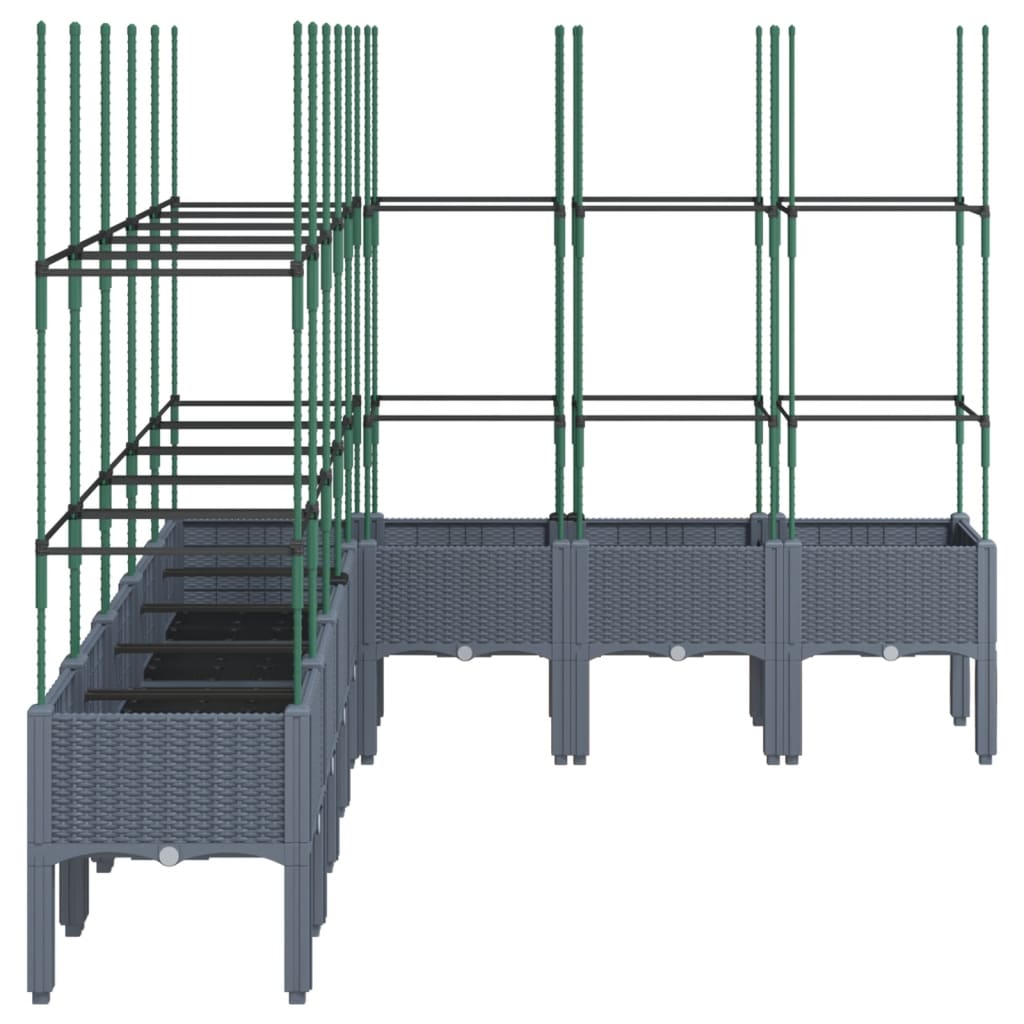 Plantenbak met latwerk 200x160x142,5 cm polypropeen blauwgrijs is nu te koop bij PeponiXL, paradijselijk wonen!