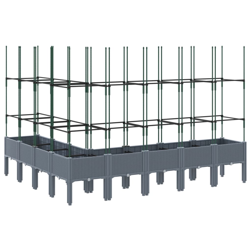 Plantenbak met latwerk 200x160x142,5 cm polypropeen blauwgrijs is nu te koop bij PeponiXL, paradijselijk wonen!