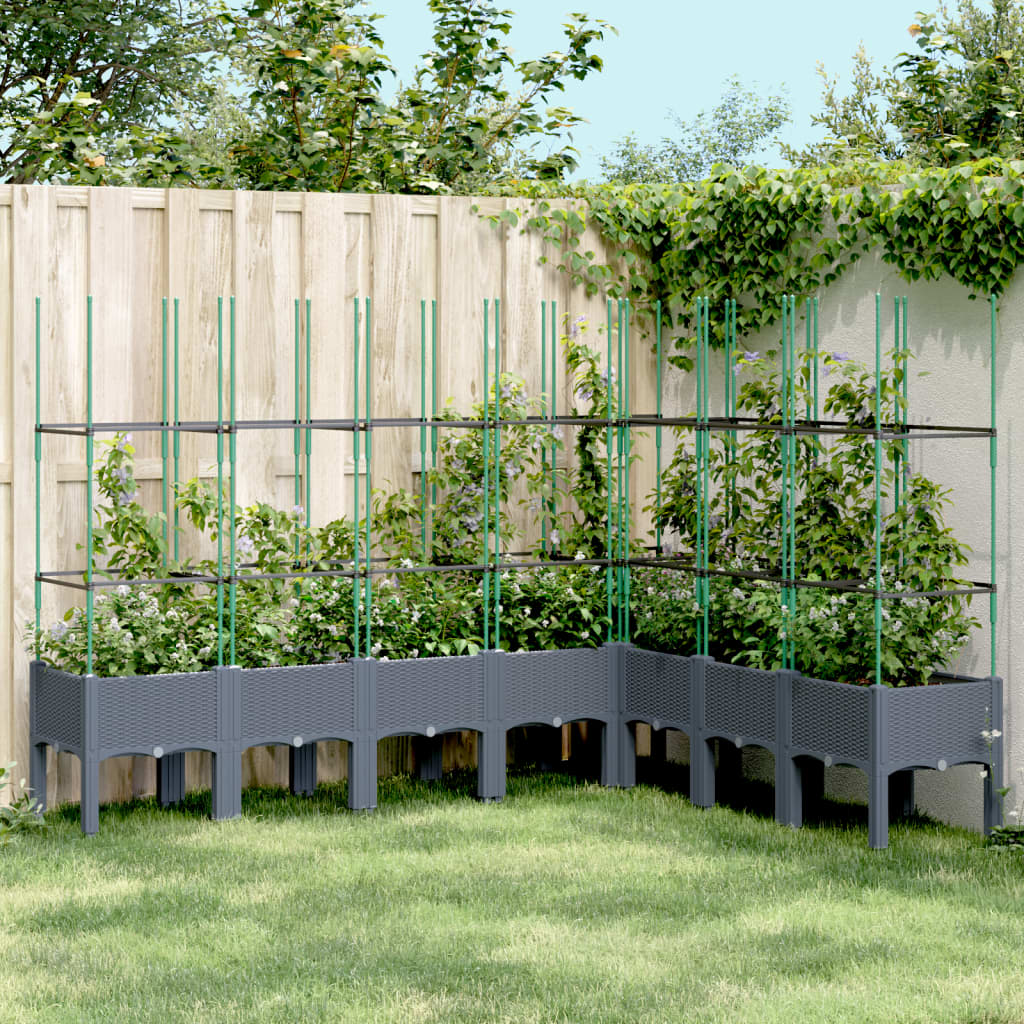 Plantenbak met latwerk 200x160x142,5 cm polypropeen blauwgrijs is nu te koop bij PeponiXL, paradijselijk wonen!