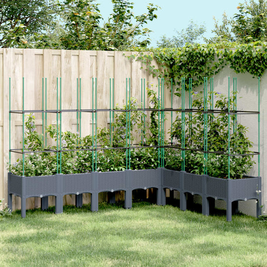 Plantenbak met latwerk 200x160x142,5 cm polypropeen blauwgrijs is nu te koop bij PeponiXL, paradijselijk wonen!
