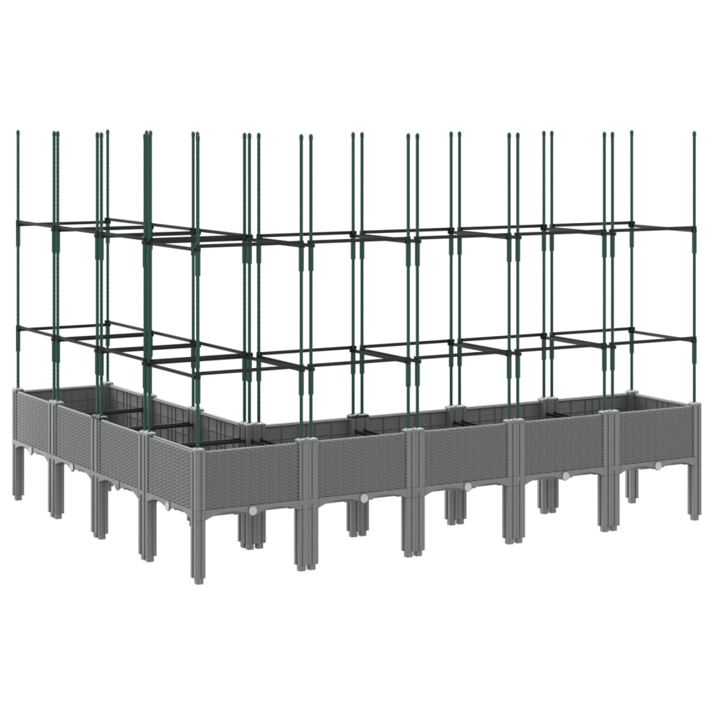 Plantenbak met latwerk 200x160x142,5 cm polypropeen lichtgrijs is nu te koop bij PeponiXL, paradijselijk wonen!