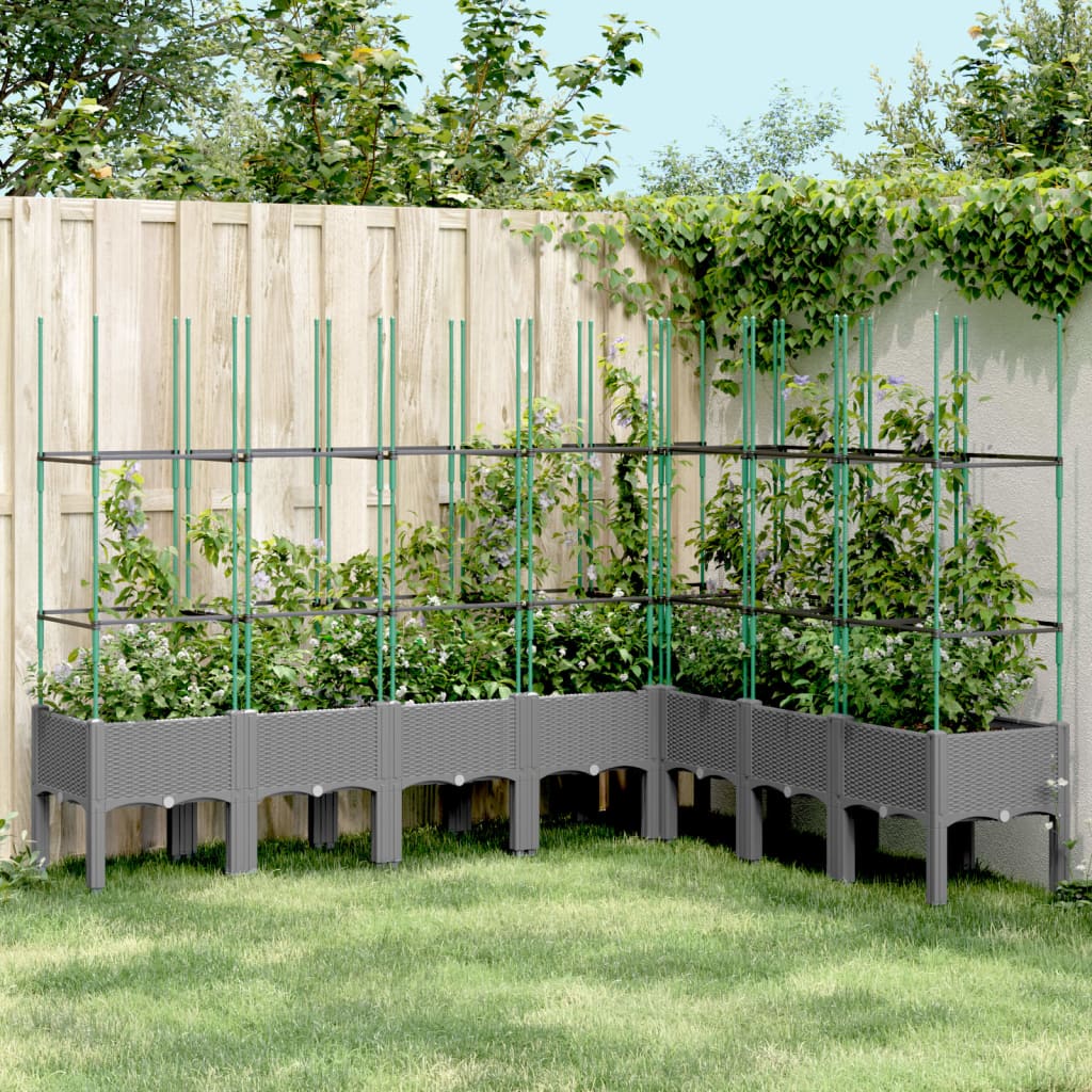 Plantenbak met latwerk 200x160x142,5 cm polypropeen lichtgrijs is nu te koop bij PeponiXL, paradijselijk wonen!
