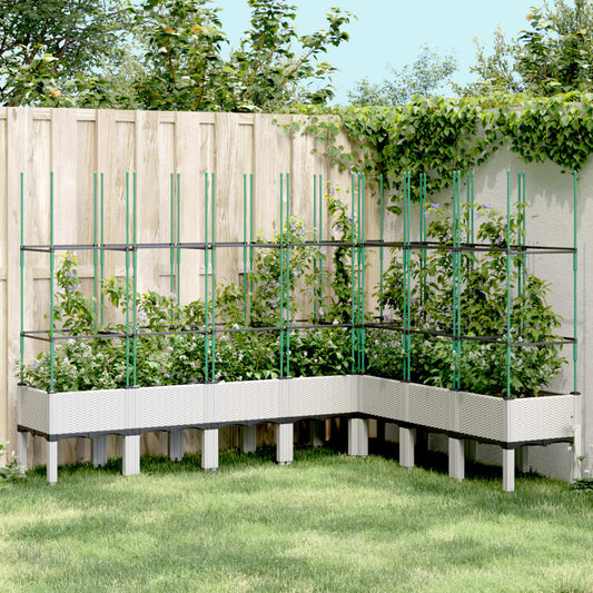 Plantenbak met latwerk 200x160x142,5 cm polypropeen wit is nu te koop bij PeponiXL, paradijselijk wonen!