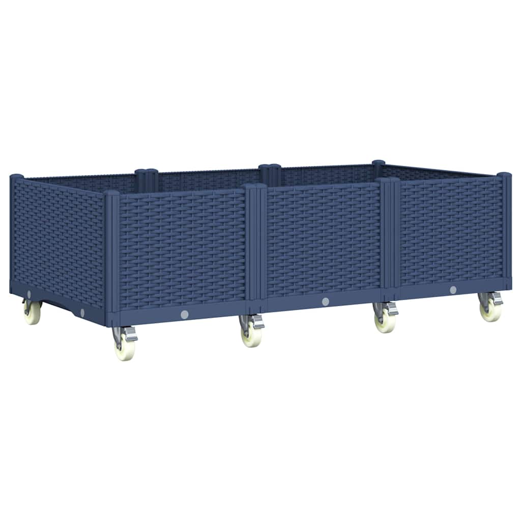 Plantenbak met wielen 150x80x54 cm polypropeen blauwgrijs is nu te koop bij PeponiXL, paradijselijk wonen!