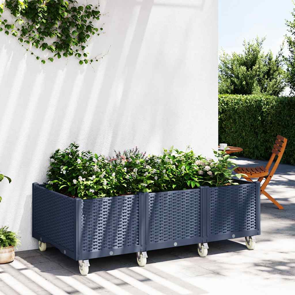Plantenbak met wielen 150x80x54 cm polypropeen blauwgrijs is nu te koop bij PeponiXL, paradijselijk wonen!