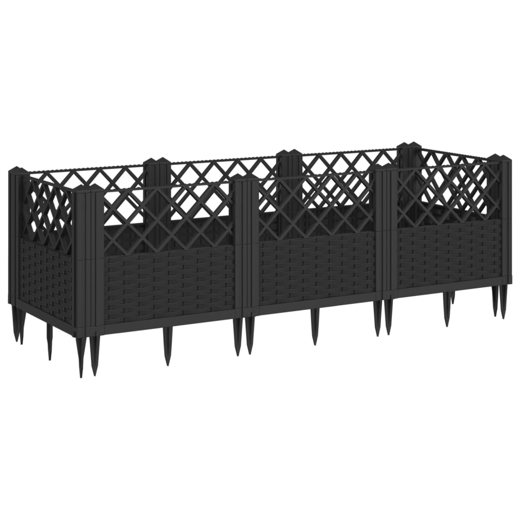 Plantenbak met pinnen 123,5x43,5x43,5 cm polypropeen zwart is nu te koop bij PeponiXL, paradijselijk wonen!