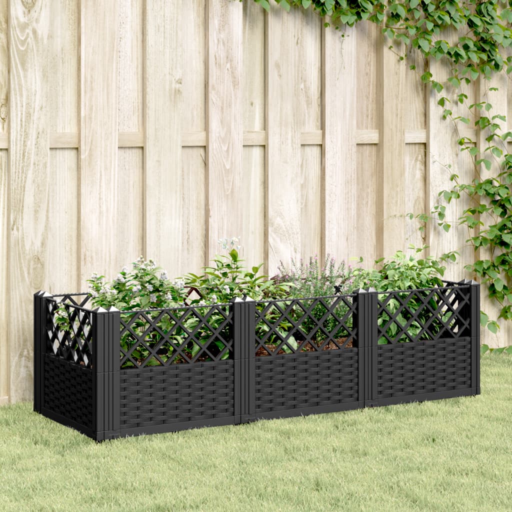 Plantenbak met pinnen 123,5x43,5x43,5 cm polypropeen zwart is nu te koop bij PeponiXL, paradijselijk wonen!