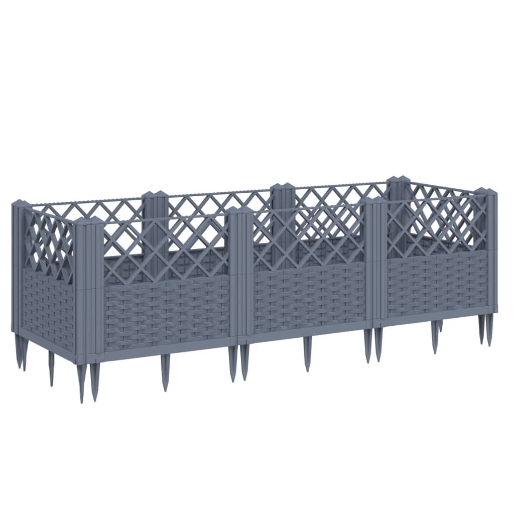 Plantenbak met pinnen 123,5x43,5x43,5 cm polypropeen blauwgrijs is nu te koop bij PeponiXL, paradijselijk wonen!