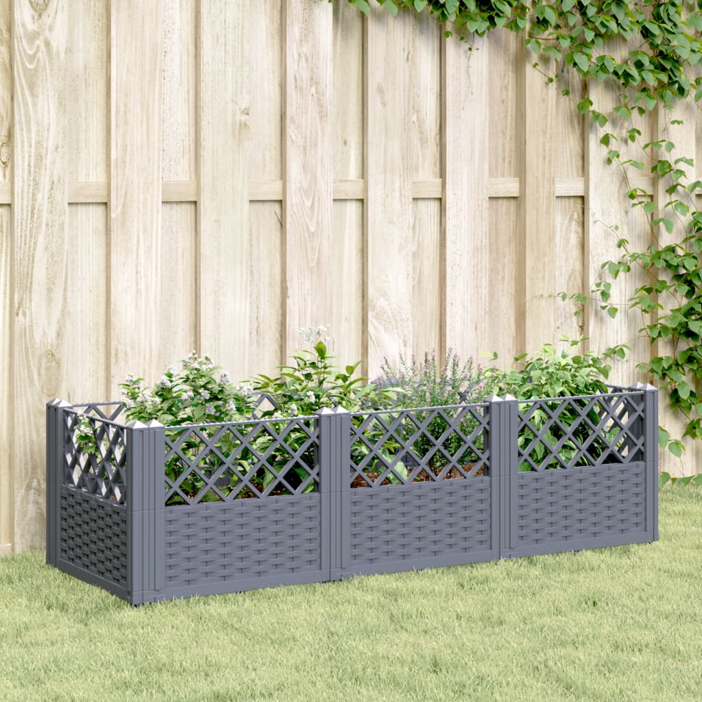 Plantenbak met pinnen 123,5x43,5x43,5 cm polypropeen blauwgrijs is nu te koop bij PeponiXL, paradijselijk wonen!