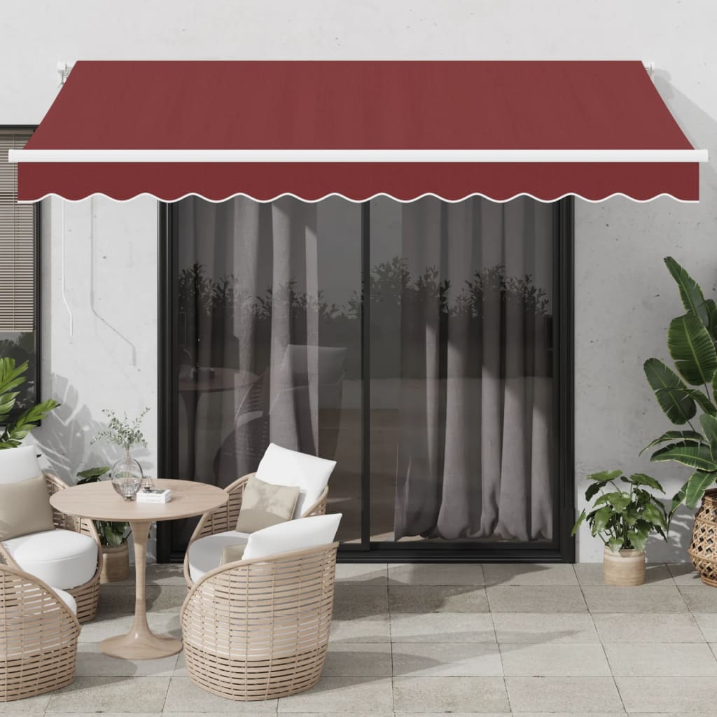 Luifel automatisch uittrekbaar met LED 350x250 cm bordeauxrood is nu te koop bij PeponiXL, paradijselijk wonen!