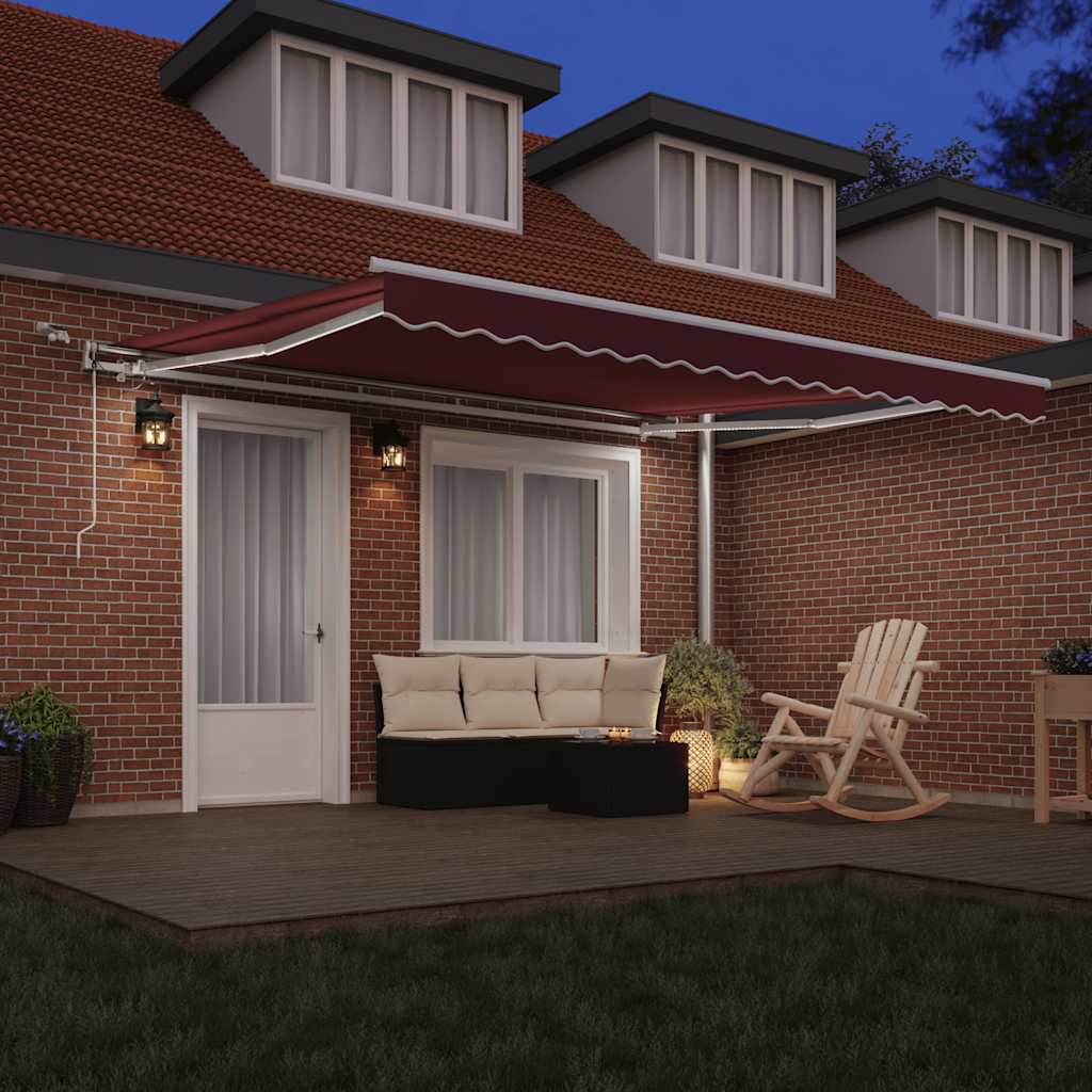 Luifel automatisch uittrekbaar met LED 400x300 cm bordeauxrood is nu te koop bij PeponiXL, paradijselijk wonen!