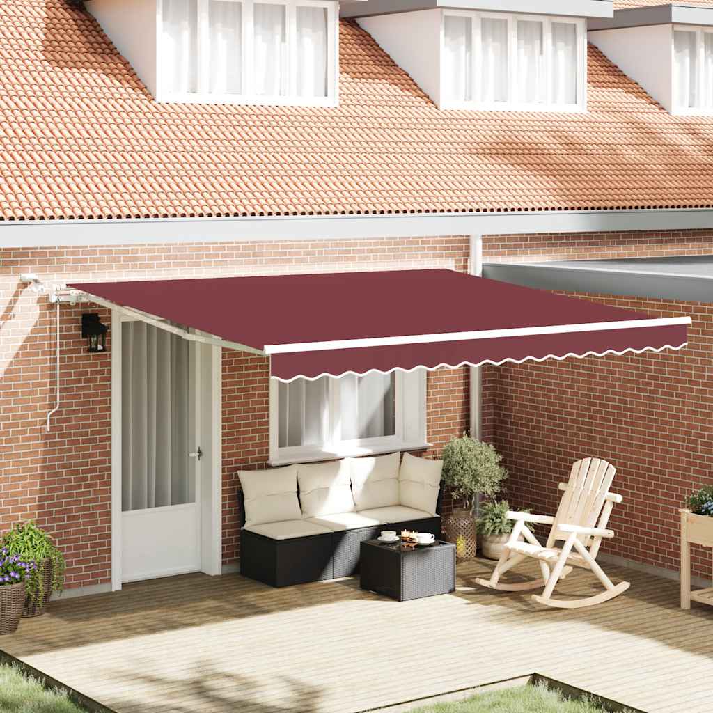 Luifel automatisch uittrekbaar met LED 400x300 cm bordeauxrood is nu te koop bij PeponiXL, paradijselijk wonen!