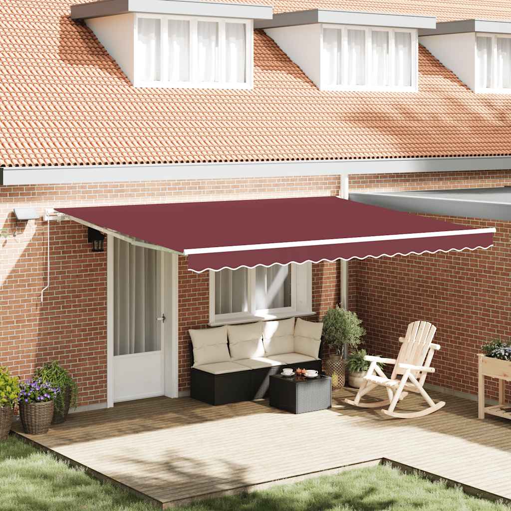 Luifel handmatig uittrekbaar met LED 450x300 cm bordeauxrood is nu te koop bij PeponiXL, paradijselijk wonen!