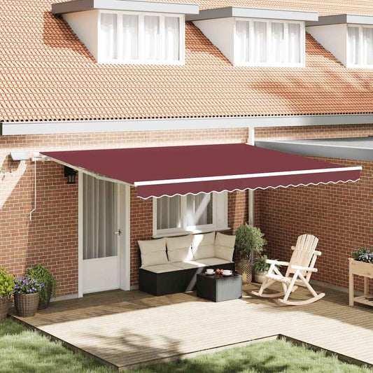 Luifel handmatig uittrekbaar met LED 450x300 cm bordeauxrood is nu te koop bij PeponiXL, paradijselijk wonen!