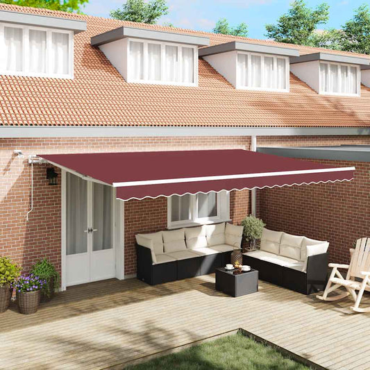 Luifel automatisch uittrekbaar met LED 500x300 cm bordeauxrood is nu te koop bij PeponiXL, paradijselijk wonen!