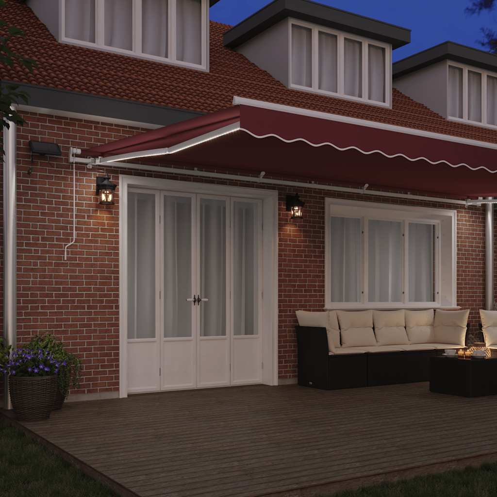 Luifel handmatig uittrekbaar met LED 600x300 cm bordeauxrood is nu te koop bij PeponiXL, paradijselijk wonen!