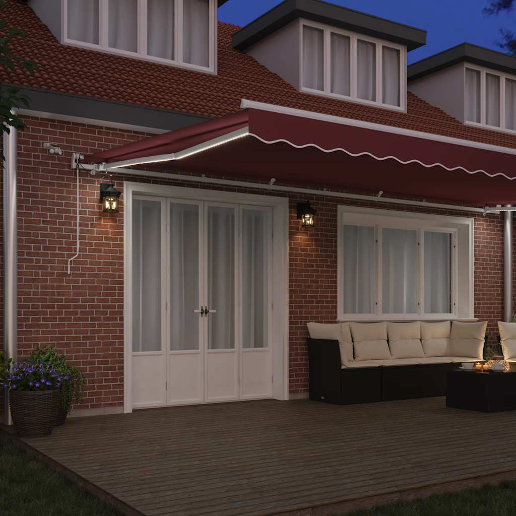 Luifel automatisch uittrekbaar met LED 600x300 cm bordeauxrood is nu te koop bij PeponiXL, paradijselijk wonen!