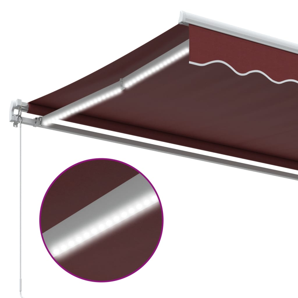Luifel handmatig uittrekbaar met LED 400x350 cm bordeauxrood is nu te koop bij PeponiXL, paradijselijk wonen!