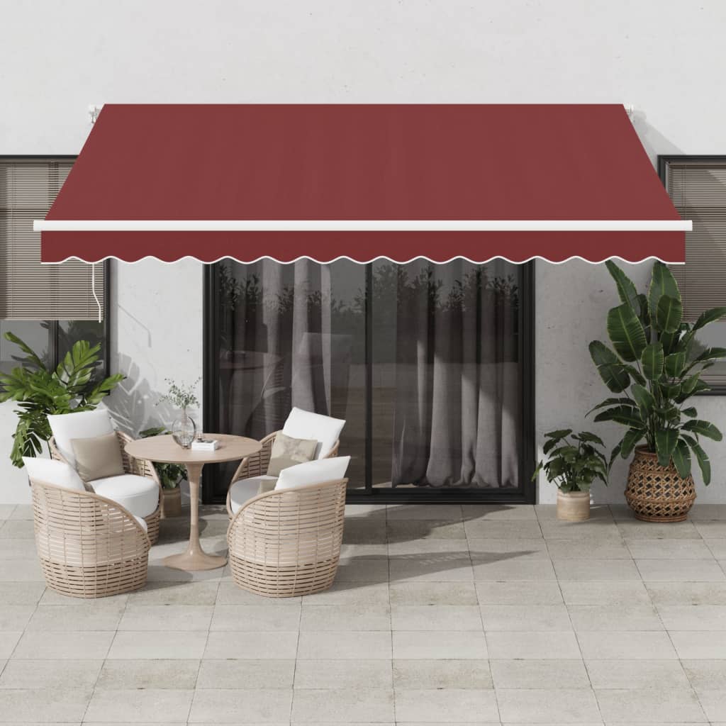 Luifel handmatig uittrekbaar met LED 400x350 cm bordeauxrood is nu te koop bij PeponiXL, paradijselijk wonen!
